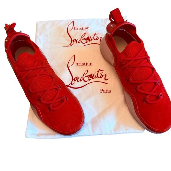 Christian Louboutin Other - Christian Louboutin Arpoador Red Suede Drawstring Sock Sneakers Men’s EU 43US 10